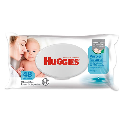 Toallitas Humedas Huggies Puro y Natural Recien Nacido x 48 unidades