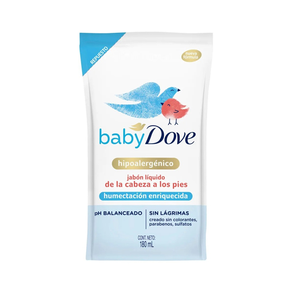 Jabón Líquido Baby Dove Humectación Enriquecida x 180ml (Repuesto)
