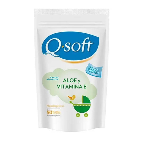 Toallitas Húmedas Q-Soft Aloe Vera x 50 unidades