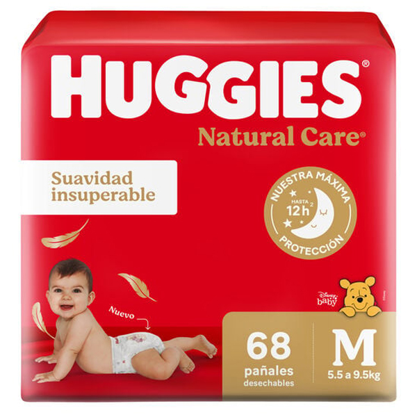 Huggies Natural Care M x 68 unidades + Toallitas Húmedas