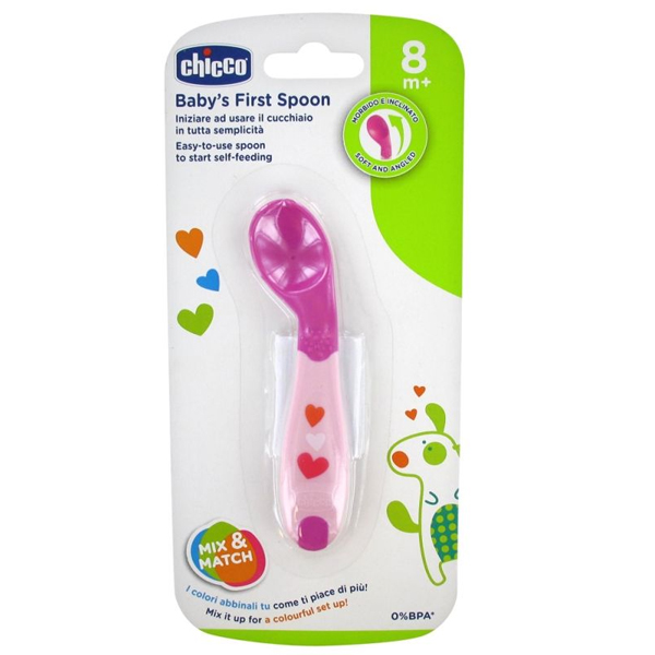 Primera Cuchara Chicco Rosa 8m+